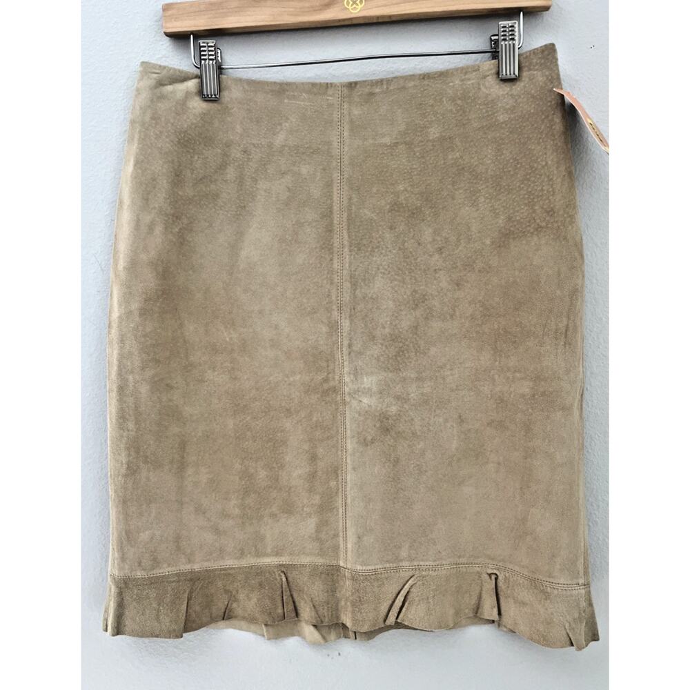 Vintage Intuitions Women's Pencil Skirt Size 10 Brown Suede Leather Boho NWT